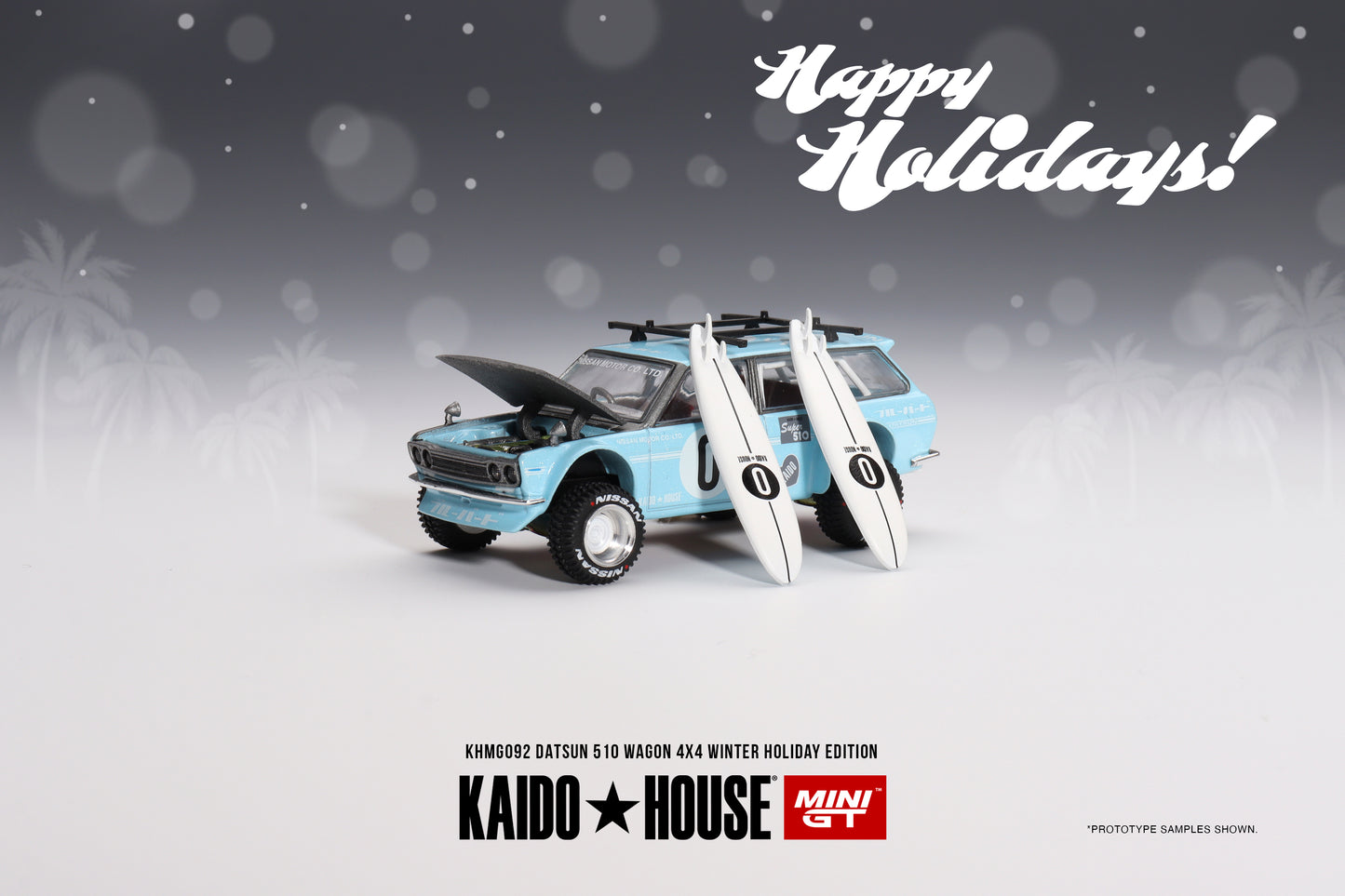 Kaido House x Mini GT 1:64 Datsun KAIDO 510 Wagon 4x4 Winter Holiday Edition