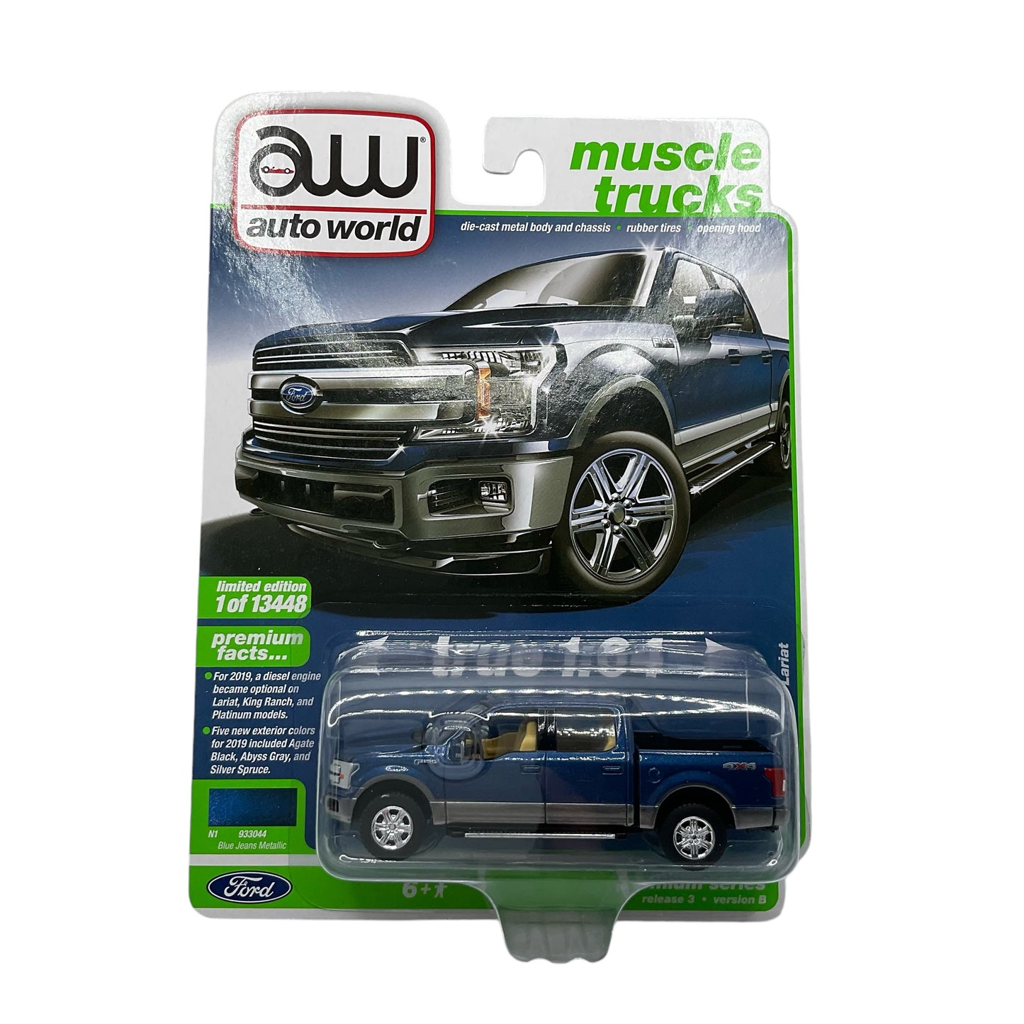 Auto World 1/64 2019 Ford F 150 Lariat Blue