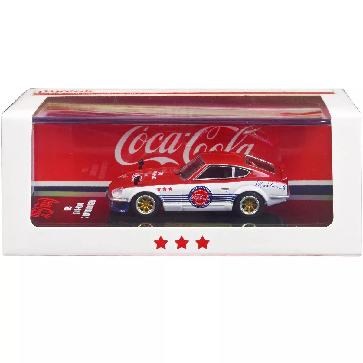 Inno64 1/64 Nissan Fairlady Z (S30) RHD (Right Hand Drive) Red and White with Blue Stripes "Coca-Cola"