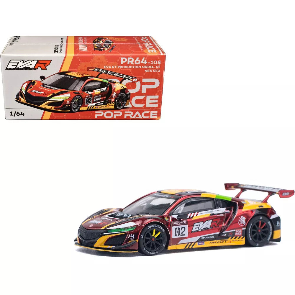 Pop Race 1/64 Honda NSX GT3 EVO22 #02 Red Metallic "EVA RT Production Model-02"