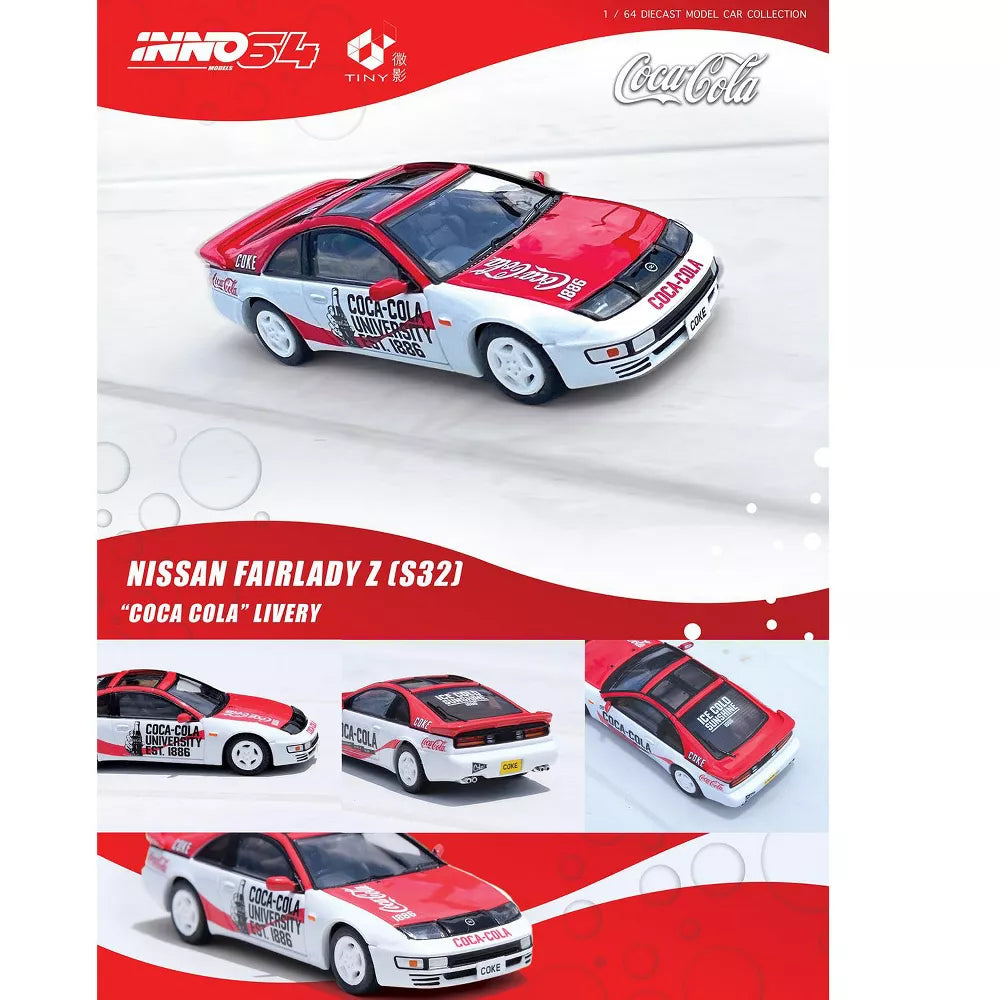 Inno64 1/64 Nissan Fairlady Z (Z32) RHD (Right Hand Drive) Red and White "Coca-Cola"