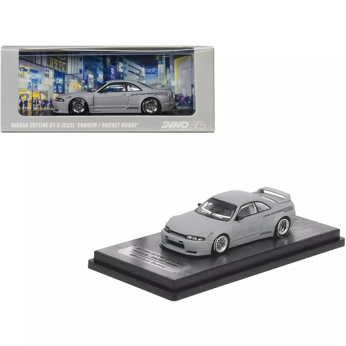 Inno64 1/64 Nissan Skyline GT-R (R33) RHD (Right Hand Drive) Cement Matt Gray "Pandem - Rocket Bunny"