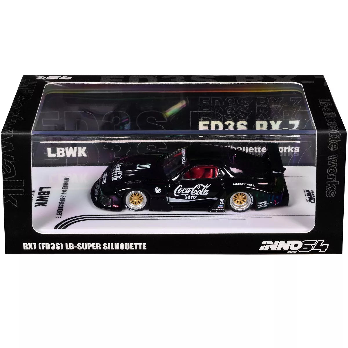 Inno64 1/64 Mazda RX7 (FD3S) LB-Super-Silhouette RHD (Right Hand Drive) #20 "Coca-Cola Zero" Black