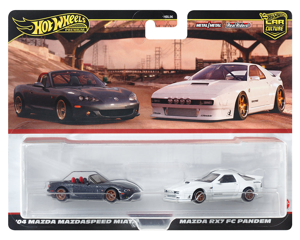 Hot Wheels Premium 2-Pack '04 Mazda Mazdaspeed Miata/Mazda RX7 FC Pandem