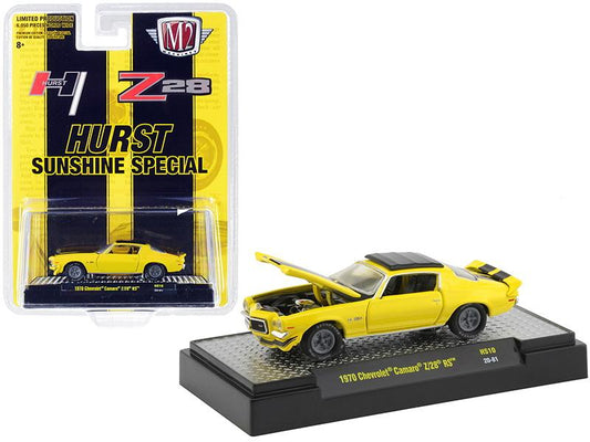 M2 Machines 1:64 Hobby Exclusive - Detroit Muscle - 1970 Chevrolet Camaro Z/28 RS (Yellow with black stripes) - Hurst Sunshine Special