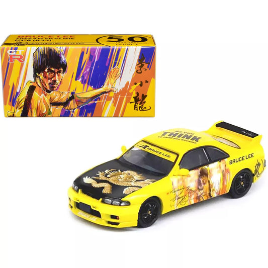 Inno64 1/64 Nissan Skyline GT-R (R33) RHD Yellow w/Black Hood "Bruce Lee Legacy 50 Year Anniversary"