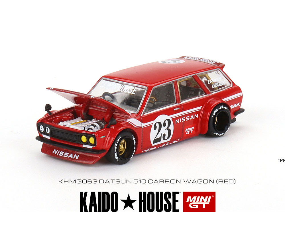 Kaido House x Mini GT 1:64 Datsun KAIDO 510 Wagon CARBON FIBER V2 Red