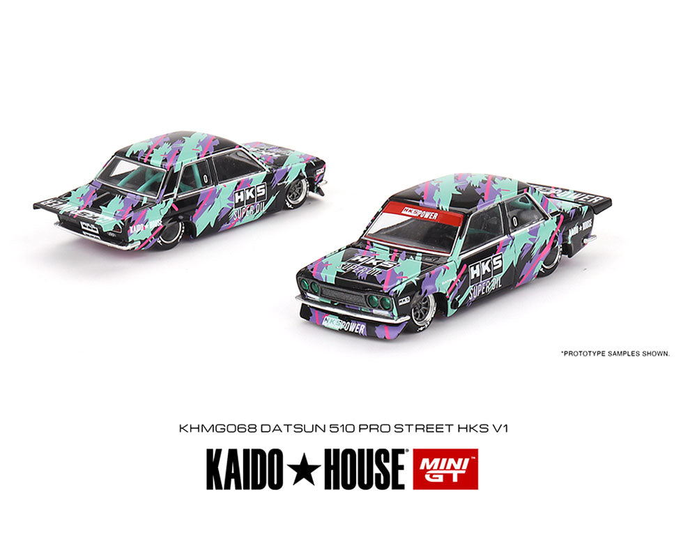 Kaido House x Mini GT 1:64 Datsun 510 Pro Street HKS V1 – Black 