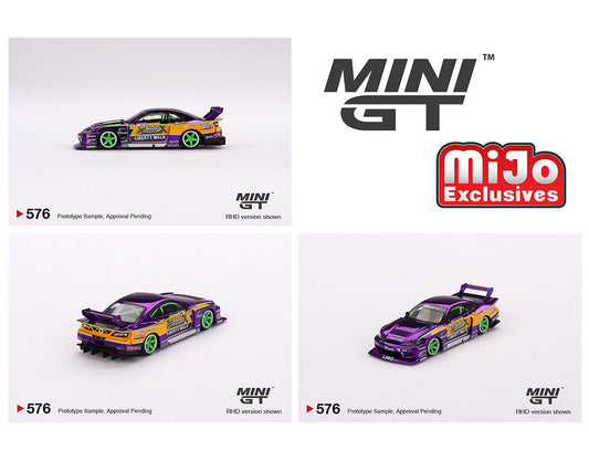PRE-ORDER Mini GT 1:64 Nissan S15 SILVIA LB-Super Silhouette #555 2022 Formula Drift Japan – Chrome Purple – Mijo Exclusives