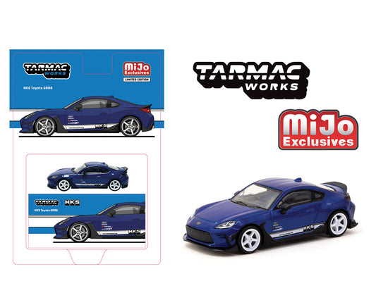 Toyota GR86 RHD (Right Hand Drive) "HKS" Blue Metallic with White Stripes "Global64" Series 1/64 Diecast Model