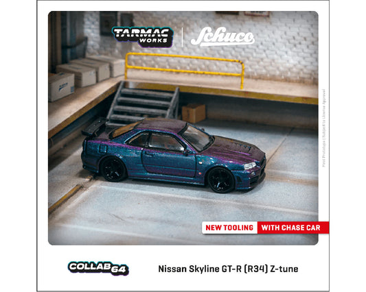 PRE-ORDER Tarmac Works 1:64 Schuco Nissan Skyline GT-R (R34) Z-tune – Midnight Purple III